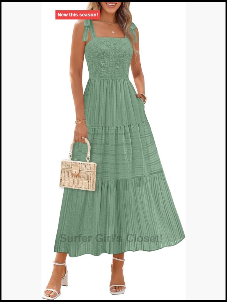 Boho Sleeveless Smocked Tiered Maxi Sundress With Pockets